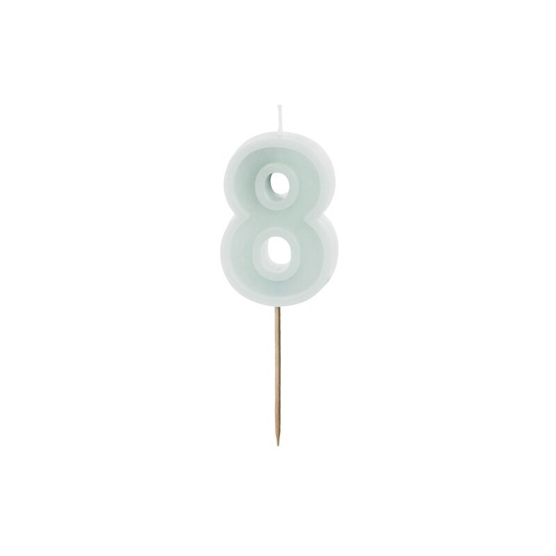Šviesiai mėtinė torto žvakutė ''8''
