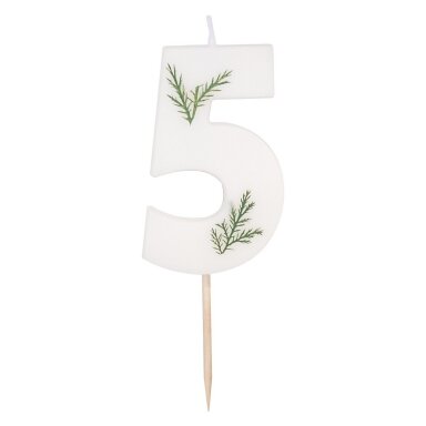 Torto žvakutė puošta žaluma ''5''