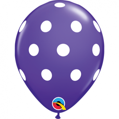 Violetinis balionas su baltais taškeliais (28cm)