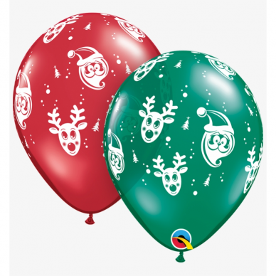 Žalias balionas ''Rudolfas ir Kalėdų senelis'' (28cm)