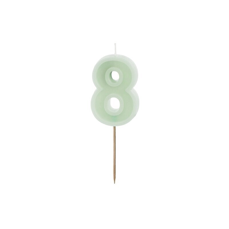 Žalia torto žvakutė ''8''
